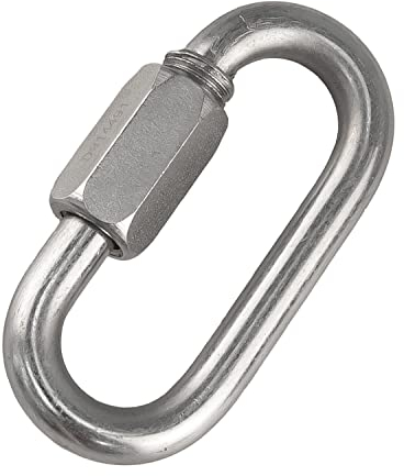 Maillons Rapides en Acier allié de 90 mm, Forme Ovale en D (Lot de 2), chaîne de sécurité avec Crochet et Mousqueton pour Cordes, Sacs à Dos, Porte-clés, hamac, randonnée, Camping DIN56927 (9cm)