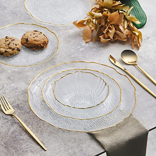 Karaca Milanda 12 pcs. vaisselle en verre pour 4 personnes, assiettes à gâteaux, bols, set de vaisselle assiettes de service, service de table