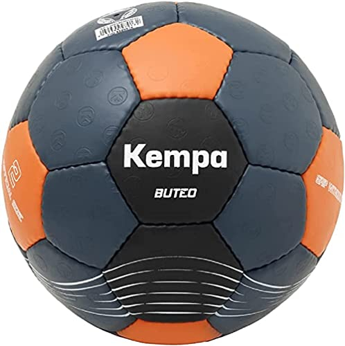 Kempa Buteo Handball Spielball und Trainingsball - optimaler Grip und geeignet für das Spielen mit Harz - Ball für Kinder und Erwachsene, 2, Petrol/orange