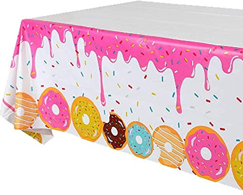 Fopytu Donut Party Tischdecke, Rechteckige Tisch Cover Für Esszimmer Küchendekor, Picknicktisch Cover Für Kinder Geburtstag Donut Themenparty Dekoration