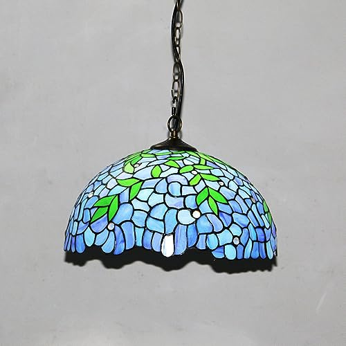 Retro Küche Pendelleuchte Blaues Blatt Esstisch Glas Deckenleuchte Hängelampe E27 Vintage Küchenlampen Höhenverstellbar Loft Esszimmer Wohnzimmer Schlafzimmer Cafe Bar Hängeleuchte MAX 40W