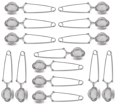 Lot de 14 pinces à thé en acier inoxydable, lot de 14 pinces à thé pour feuilles volantes, infuseur à thé en forme de boule, filtre à thé, passoire à thé durable et polyvalente, passoire à tasse,