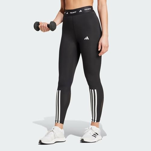 adidas Damen TECHFIT 3 Stripes 7/8 Leggings, BLACK, XXS