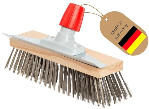 Novaliv Robuster Drahtbesen Kopf Moos - Effiziente Moosentfernung, Drahtbürste, 6-Reihen Metallborsten, für Pflastersteine & Garten, Stahlbesen, Mooskratzer, Pizzabesen, Pizzastein Bürste