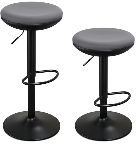 IWMH Ergonomischer Stehhocker, Bürohocker höhenverstellbar, 360° drehbarer Arbeitshocker ohne Rückenlehne, hocker für Büro, Schlafzimmer, Küche, Wohnzimmer (Grau*2)