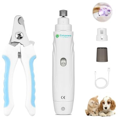 Skeadex Leise Krallenschere für Hunde Katzen,USB-Aufladung Hunde Nagelschere mit Ringelflechtelampe,2000mah Krallenschleifer für Hunde,Katze Krallenschneider für Verschiedene Körpertypen Haustier