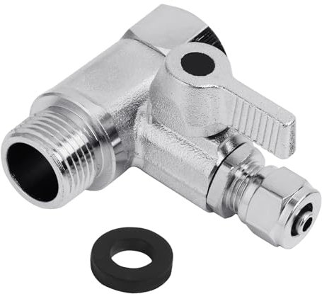 Adattatore a T Valvola Intercettazione 3/8 X 3/8 X 1/4 in Ottone, Adattatore, Collegamento Due Dispositivi, Guarnizione Gomma, Ideale per Giardino, Camper, Barche, Valvola Arresto