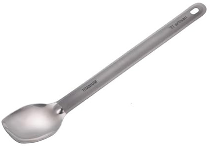 Ti hantverkare titan sked, långt handtag 21,5 cm kompakt för camping och vandring