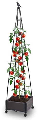 Gartenwelt Riegelsberger Jardinière sur roulettes avec tuteur en forme de pyramide, 41 x 41 x 200 cm, pot de fleurs pour plantes grimpantes