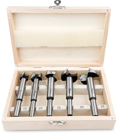 Luazvilkpsar 5 pezzi Forstner Punte per Legno Ø 15/20/25/30/35mm, Punta Forstner con Punta di Centraggio, Punte da Legno, Punta da Fresatura, per fori Profondi in Legni Teneri, Legni Duri e Travi