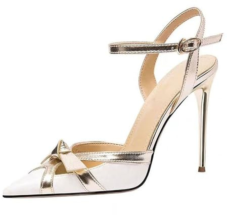 Talons Hauts High Heels Femmes Sandales Talons Aiguilles Bride Cheville Escarpins Arrière Habillés Chaussures Fête Mariage 11cm-White||42