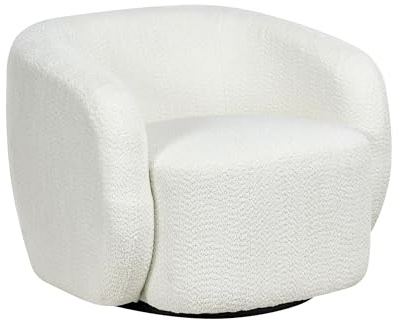 Beliani Sillón Giratorio Moderno tapizado de poliéster con reposabrazos Asiento Ancho Sala de Estar Blanco Crema Tore