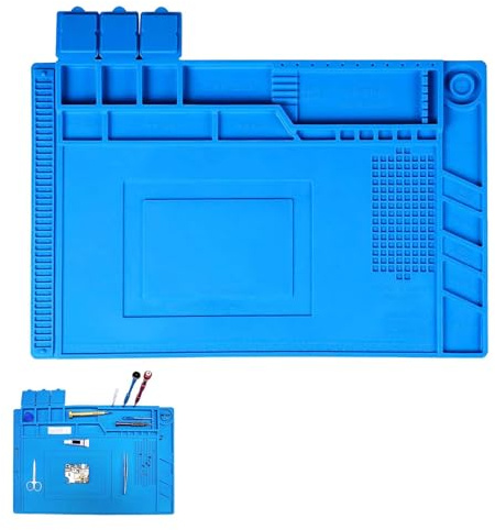 Estera Magnetica de Soldadura, 500℃ Estera de Trabajo para Reparación de Soldadura, 45 x 30 cm Silicona Almohadilla de Trabajo, para Reparar Componentes Electrónicos, Placas de Circuitos