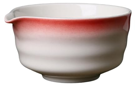 WNDUOKXH Elegant japansk teskål, matchaskål med pip, förberedelse av vispad matcha, sammankomster, förberedelse och servering av matcha. Japansk grönt tekopp, vispskålar, Röd, 12.5x6.4 cm