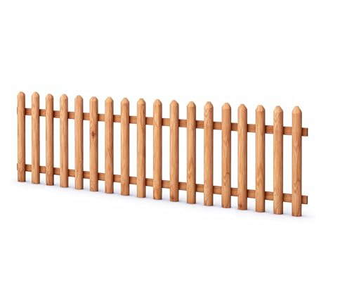 Gartenpirat Paquete de madera para valla de listones longitud 180 cm altura 100 cm – Listones de alerce natural tipo C – Valla para jardín delantero con pestillos y tornillos