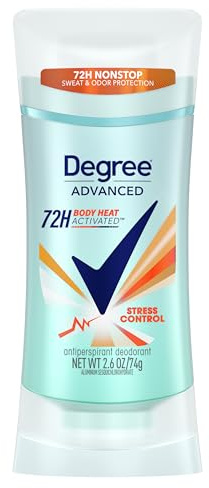 Degree Antiperspirant Deodorant Stress Control 72-Hour Sweat & Odor Protection Antiperspirant for Women with Body Heat Activated Technology 2.6 oz