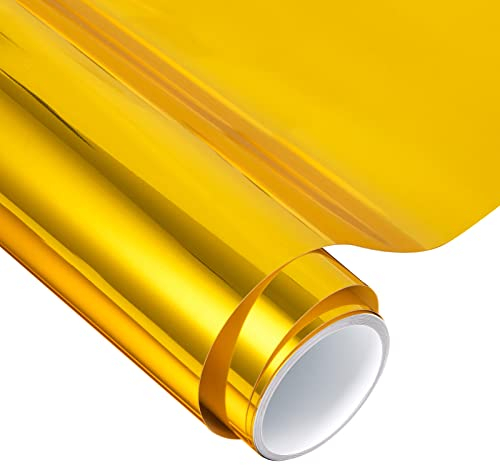 VINYL FROG Adhesive Vinyl Roll – Glossy Chrome Mirror Gold Permanent Cutting Vinyl 30.5x155cm Craft Vinyl Works with Cameo and Other Cutters