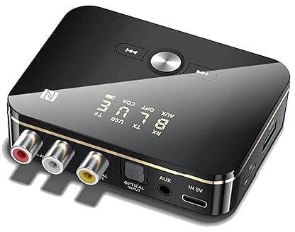 Transmisor Y Receptor Bluetooth 5.0, Adaptador de Audio NFC de Baja Latencia, Tarjeta AUX/RCA/óptica/coaxial/USB/TF de 3,5 Mm, para Altavoz, Amplificadores, Etc.