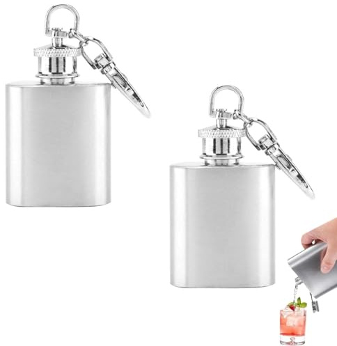 1oz Mini Bottiglia di Vino Tascabile, 2 Pezzi Fiaschetta di Whisky Boccetta di Liquore di Whisky in Acciaio Inox Bottiglia di Alcool Portatile Tasca di Bottiglia di Vino Portachiavi Fiaschetta Imbuto