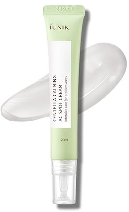IUNIK Centella Calming AC Spot Cream – Centella Asiatica, Tea Tree & AHA BHA PHA Lightweight Blemish Care for Acne-Prone & Sensitive Skin, 20ml / 0.67 oz