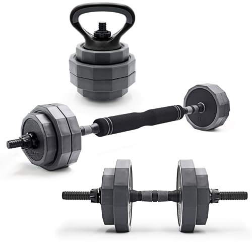 CAP Barbell 66 lb Multi-Use Adjustable Weight Set - Versatile Dumbbell, Barbell & Kettlebell for Full-Body Workouts | Gray