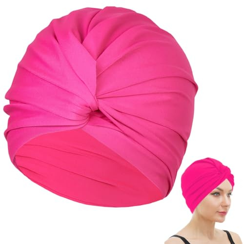 QEEUIFT Cuffia Piscina Donna Capelli Lunghi Impermeabile per Spiaggia, Bagno e Spa (Rosa)