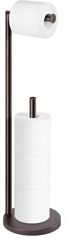 Toilet Paper Holder Stand, Bathroom Toilet Paper Roll Holder Stand with Reserve, Standing Toilet Paper Holder with Storage,Toilet Paper Roll Holder for 4 Rolls, Bronze