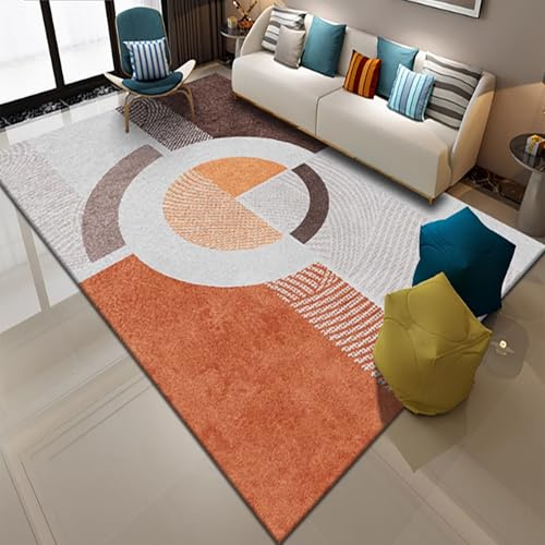 RBQIZVW Flauschig Waschbar Teppich Wohnzimmer - 120×160 cm rutschfest Schlafzimmer Teppich,Moderner Teppiche Gegend, Komfort Updrade, Arbeitszimmer Teppiche, für Büro Super Weich, Orange