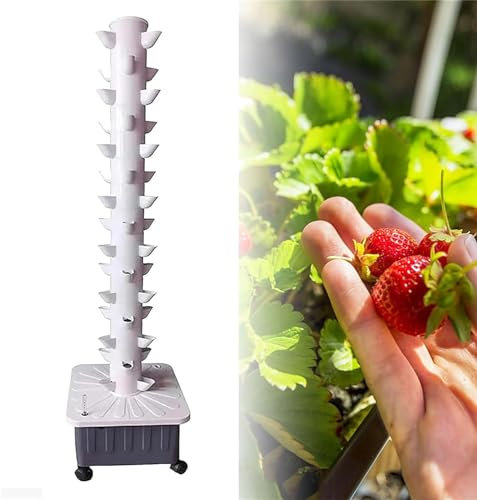 WJYTDHIQS Torre, 15 Piani 45 Fori di Coltivazione acquaponica, Kit di Coltivazione aeroponica a Torre da Giardino, per Erbe, Frutta e Verdura con Pompa idratante, Adattatore, vasi a Rete