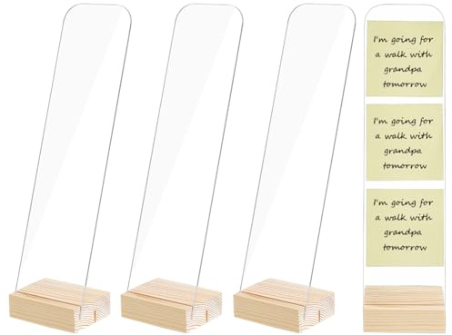 PH PandaHall 4pcs Monitor Memo Board, Clear Acrylic Sticky Note Holder with Wood Base Rectangle Computer Memo Board Organizer for Office Home Desk Workspace Accessories, 8x6.5x31cm
