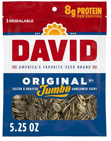 DAVID Jumbo Sunflower Seeds, Original Flavor, Easter Basket Stuffer for Baseball Players, 5.25 oz.