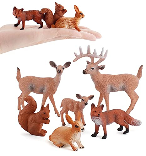 JOKFEICE 6 Stück Waldtiere Figuren aus Kunststoff für wissenschaftliche Projekte, Lernspielzeug, Geburtstagsgeschenk, Kuchendekoration, Kinder