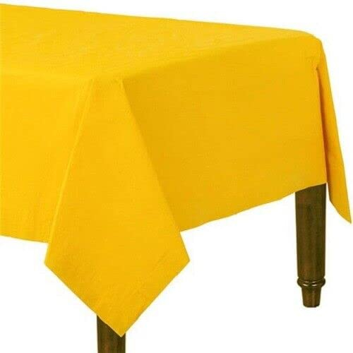 Karrma Ltd. 4 x Yellow Paper Table Cloth 90 x 90cm Disposable Table Cover For All Occasions Baby Shower, Wedding, Birthday, Christmas, Halloween, Easter Party Decorations
