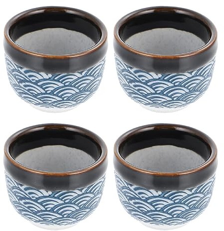 Yardwe Lot de 4 tasses à thé japonaises en céramique,Tasse à thé japonaise,Tasse à thé asiatique,Tasse à saké,Tasse concentrée