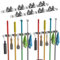 SGUVK 2 Stück Besenhalterung Wand, Gerätehalter Besen Mop Halter mit 4 Halter und 5 Haken, Edelstahl Schwerlast Gerätehalter Organizer Kleber und Nails Installiere für Badezimmer Garage Garten Küche