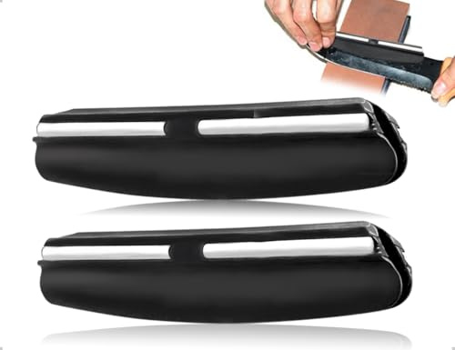 AOYEGIC 2 herramientas de afilado, práctico afilador manual de cuchillos con soporte angular en piedras de afilar, para principiantes en cocinas, hogar, oficina y restaurantes (negro)