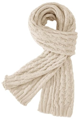heekpek Women Chunky Scarf Ladies Cable Knitted Long Scarves Winter Warm Shawl Wraps Xmas Gifts, Beige