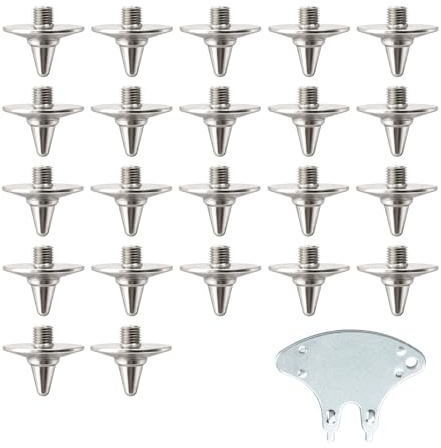 22pcs Metal Cricket Spikes Replacement Set with Spanner,Screw-In Golf Shoe Studs for Cricket Shoes, Golf Shoes and Cross Country Spikes, Durable Anti-Rust Cleats with 5.7mm Thread Design