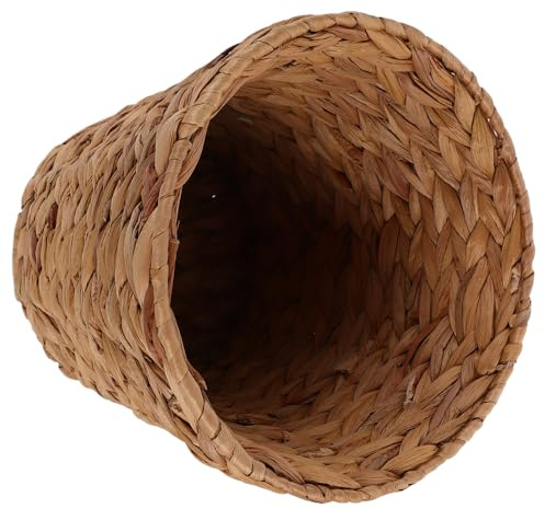 CONGARTENO Cestino Vimini Intrecciato in Erba Zucca Traspirante Contenitore Multifunzionale per Rifiuti e Biancheria Portarifiuti Elegante per Camera da Letto e Bagno Marrone Resistente e