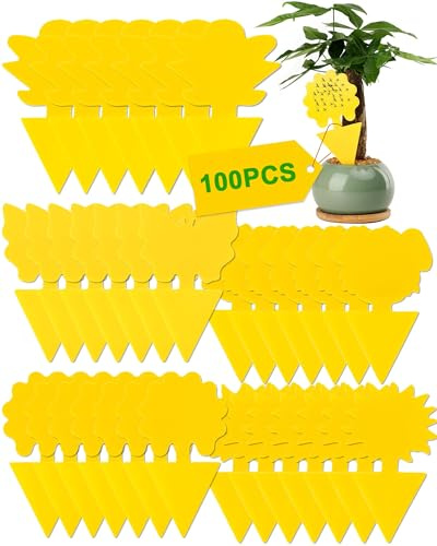Acual 100 Pack Fruit Fly Traps, Yellow Double-Sided Sticky Fruit Fly Fraps Indoor, Fungus Gnat Sticky Traps, Non-Toxic, Waterproof Pest Control for Home & Kitchen