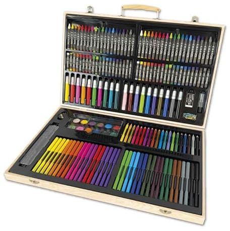 TACHAN - Maletín artístico 180 piezas para niños - Set Creativo con Rotuladores, Lápices, Ceras, Acuarelas y Accesorios - Estuche madera - 48,5 × 31,5 × 4,6 cm (CPA Toy Group 703T01069)