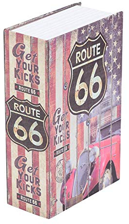 Buch Safe, kreative Buch Safe Geld Schmuck Sammlung Aufbewahrungskoffer mit Zahlenschloss für privates Geld, Liebesbriefe, geheime Tagebücher, Liebesgeschenke(ROUTE 66)