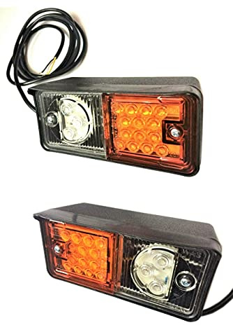 MelTruck 2x Feu LED de Position avec Clignotant – Droite et Gauche pour Tracteur, Chariot Élévateur, Engin de Chantier, Pelle, Véhicule Automoteur, Chasse-Neige – 12/24V – IP66/IP68 – Homologué E20