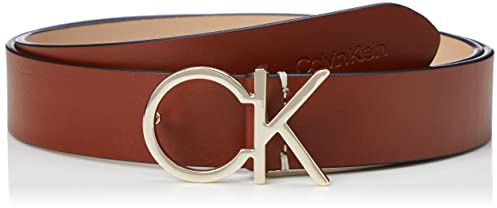 Calvin Klein Damen RE-Lock CK Logo Belt 30MM K60K609989 Gürtel, Braun (Cognac), 65