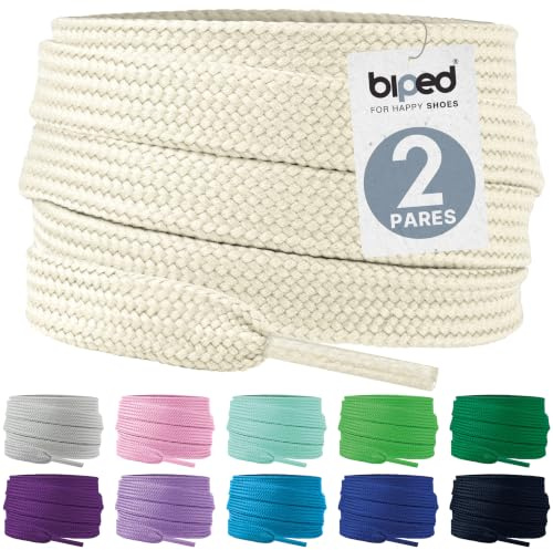 biped LACES 2 pares de cordones planos de poliéster de 10 mm de ancho - cordones premium para zapatillas y calzado deportivo - resistentes al desgarro y lavables z2913(#27 cream,150 cm)