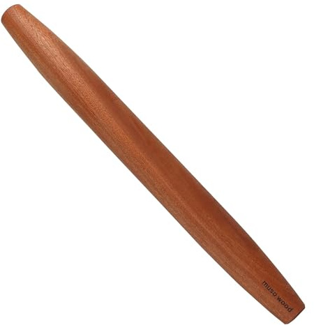 Muso Wood Rodillo de madera de rodillo francés de madera de Sapele | Rodillo para pizza, tortillas, fondant, extremo cónico, 44,5 cm