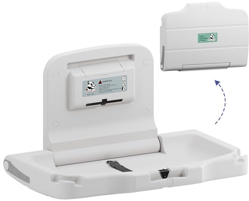 Stardrix Station à langer murale horizontale conforme à la norme ADA, table à langer pliable avec distributeur de doublure et sangles de sécurité pour un usage commercial et domestique
