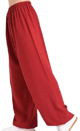 Generisch Tai-Chi-Hosen Bequem Kampfsport Taiji Training Hose Chinesische Kampfkunst Tai Chi Kung Fu Qigong Shaolin Weite Beine Knickerbocker Graziöse Uniform für Damen Herren,B,S