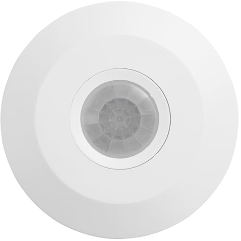 Greluma 1 pièce Interrupteur de lumière à capteur de Mouvement PIR,AC 220-240V 2000W,capteur de Mouvement à Montage au Plafond,capteur PIR,Profil Fin,Blanc