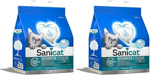 Sanicat - Lettiera per Gatti Advanced Hygiene Senza Profumo | Prodotto di Alta qualità per l'igiene del Tuo Gatto | Non Lascia Polvere | Formato da 5 L (Confezione da 2)